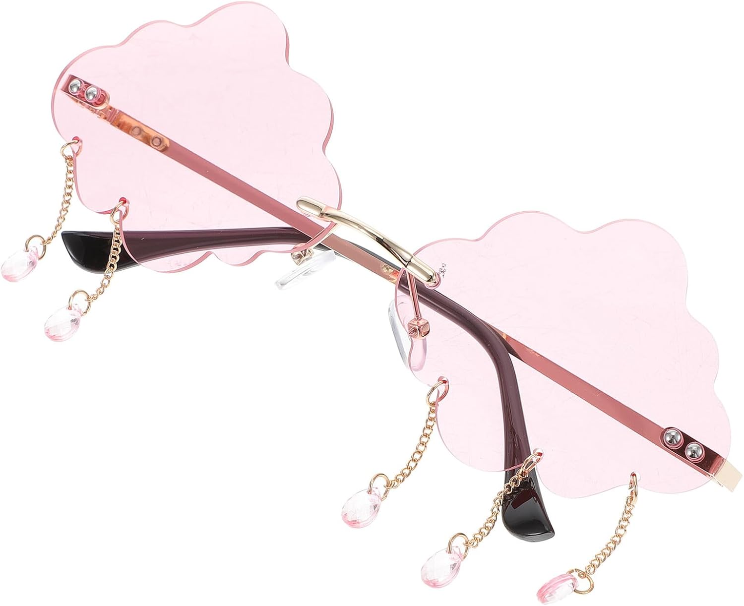 

Солнцезащитные очки без оправы в форме облака для женщин и подростков, игривые линзы розового цвета, стильные солнцезащитные очки с золотой оправой, легкие очки для активного отдыха на природе MOBUTOFU