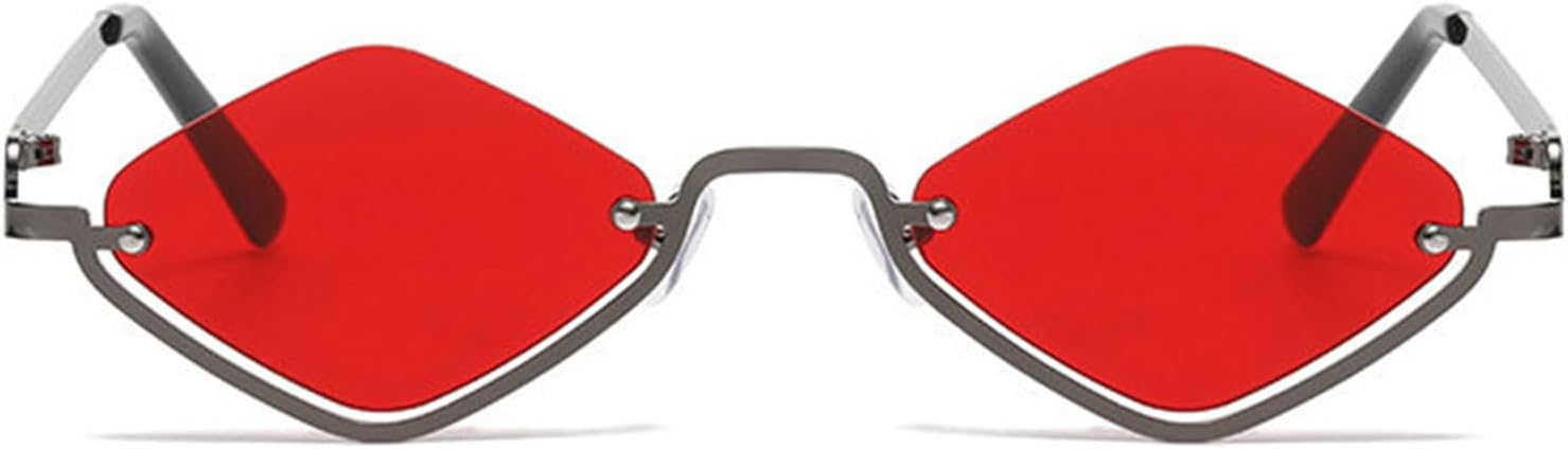 

Willochra Модные маленькие многоугольные солнцезащитные очки для женщин, роскошные металлические очки в полуободковой оправе с ромбовидным рисунком, сексуальные панк-очки для женщин, C6