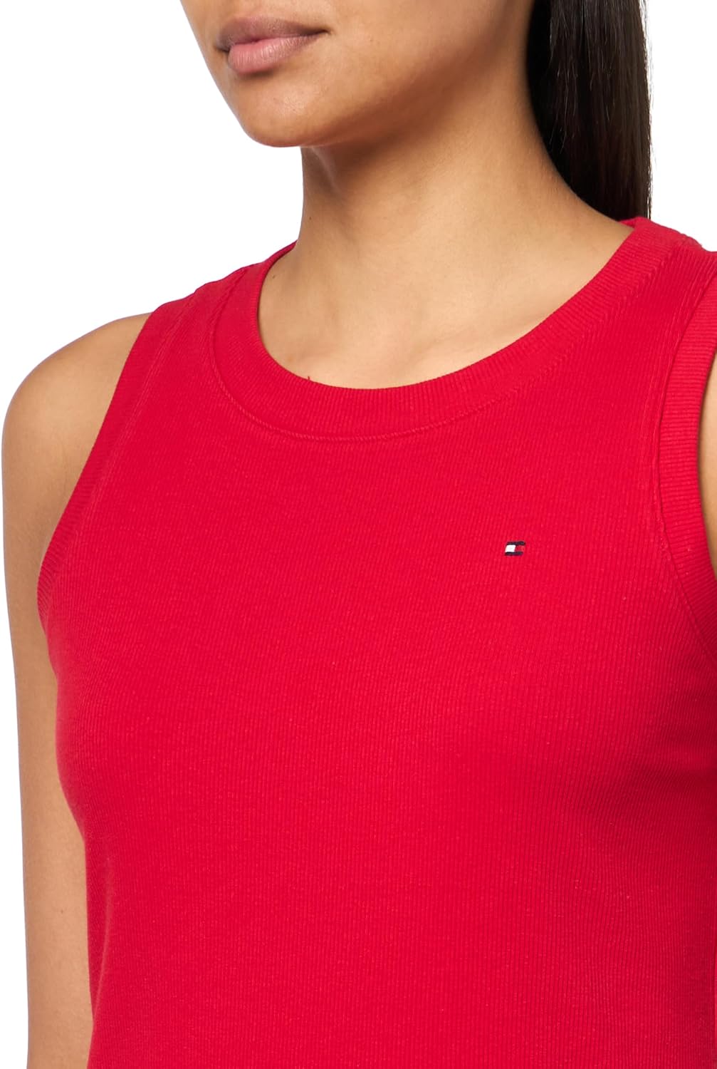 Женское платье-майка без рукавов Tommy Hilfiger Chatham из трикотажа в рубчик, Scarlet — фото 3