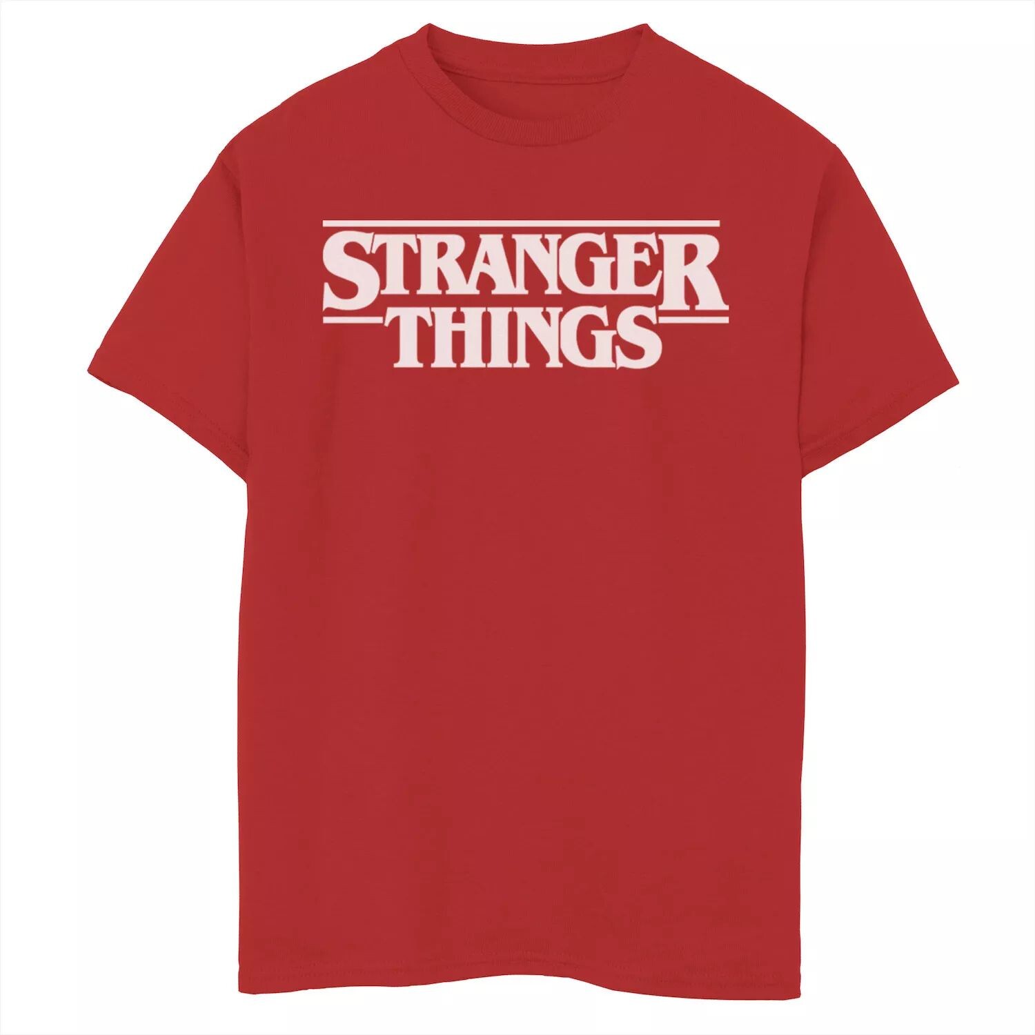 

Футболка с однотонным логотипом Netflix Stranger Things для мальчиков 8–20 лет и рисунком на груди слева Licensed Character