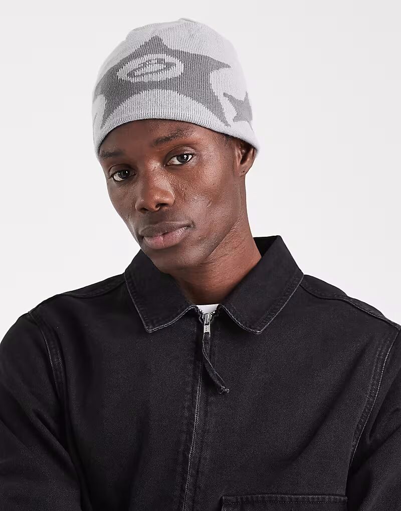 

Шапочка Skull серого цвета со звездным принтом Hollister