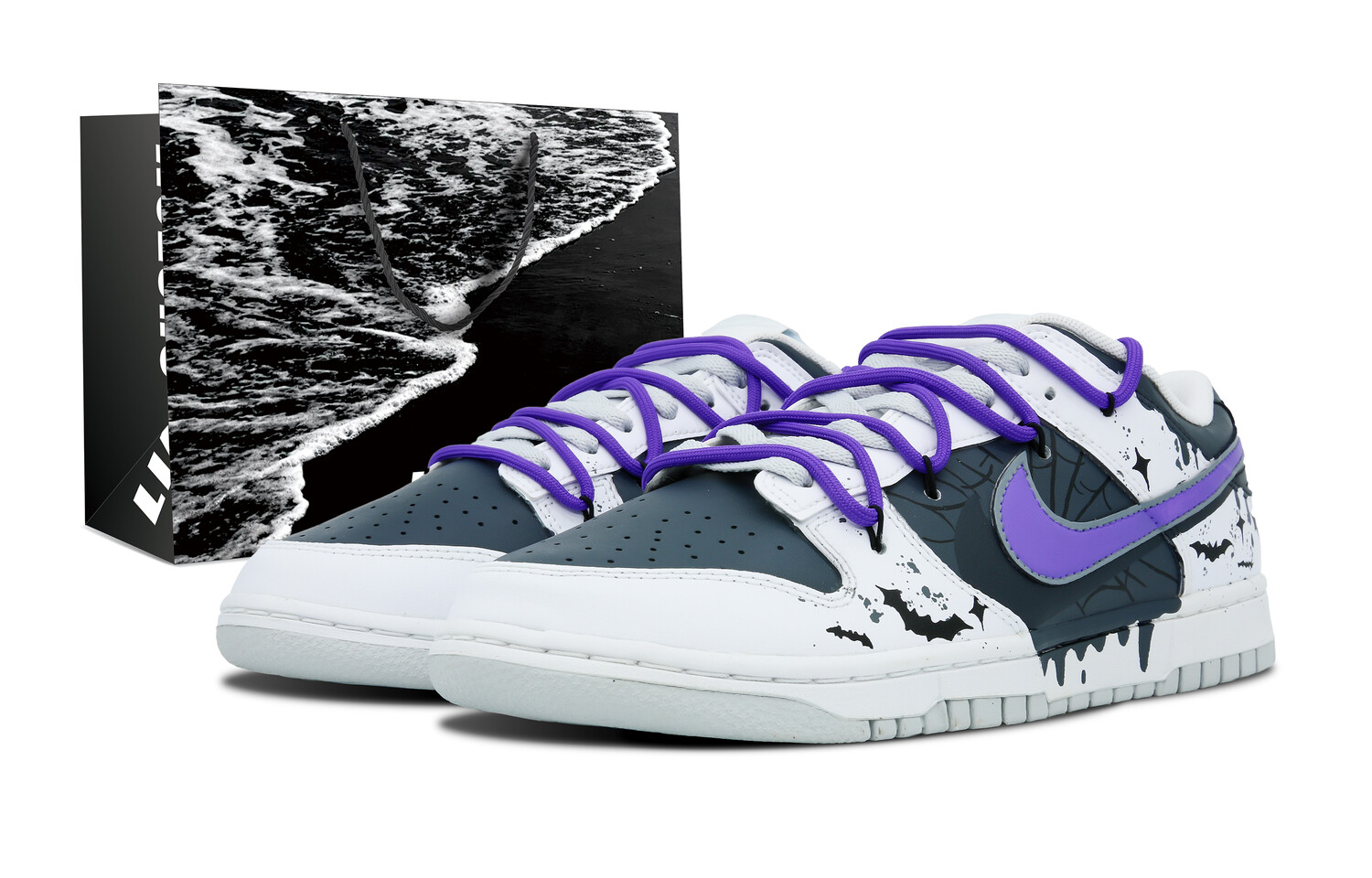 

Кроссовки Nike Dunk Skateboarding Shoes Men Low-top Dark Gray, фиолетовый