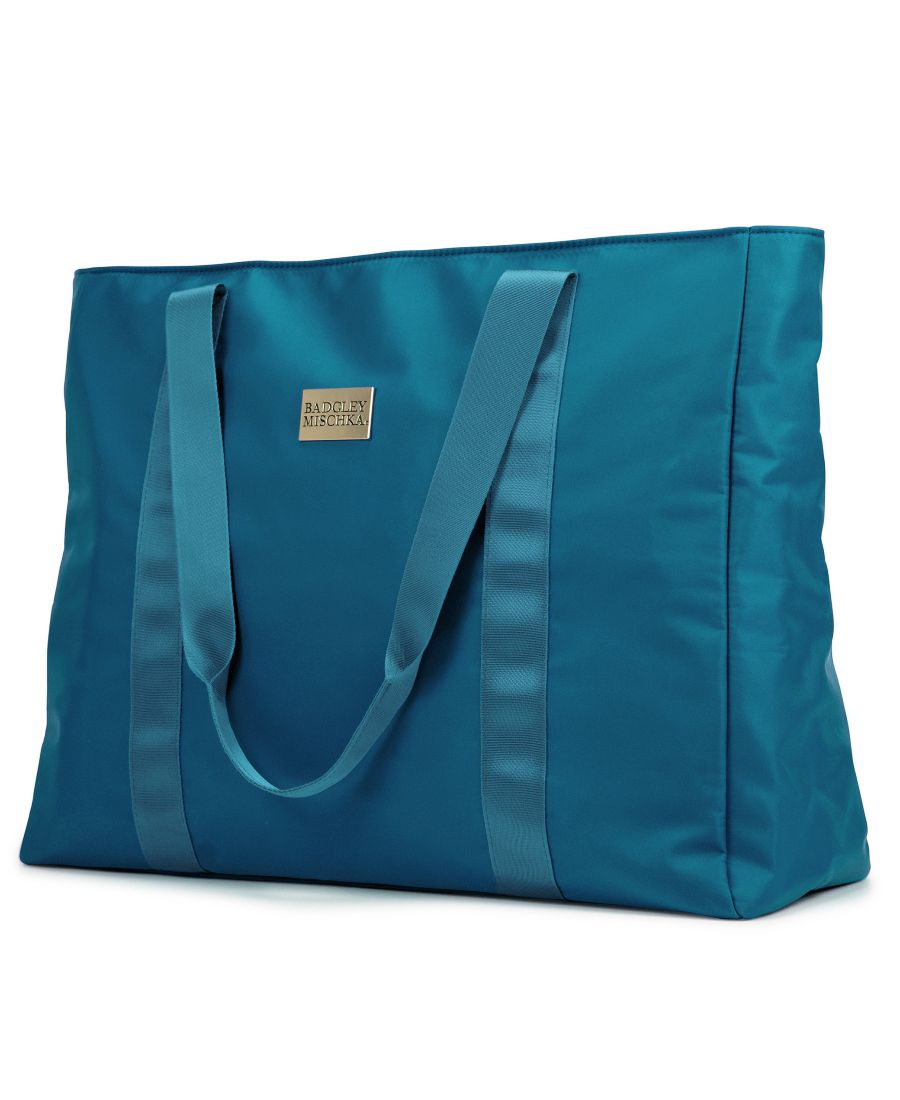 

Нейлоновая дорожная сумка-тоут для выходных Badgley Mischka, цвет aqua, Синий, Нейлоновая дорожная сумка-тоут для выходных Badgley Mischka, цвет aqua