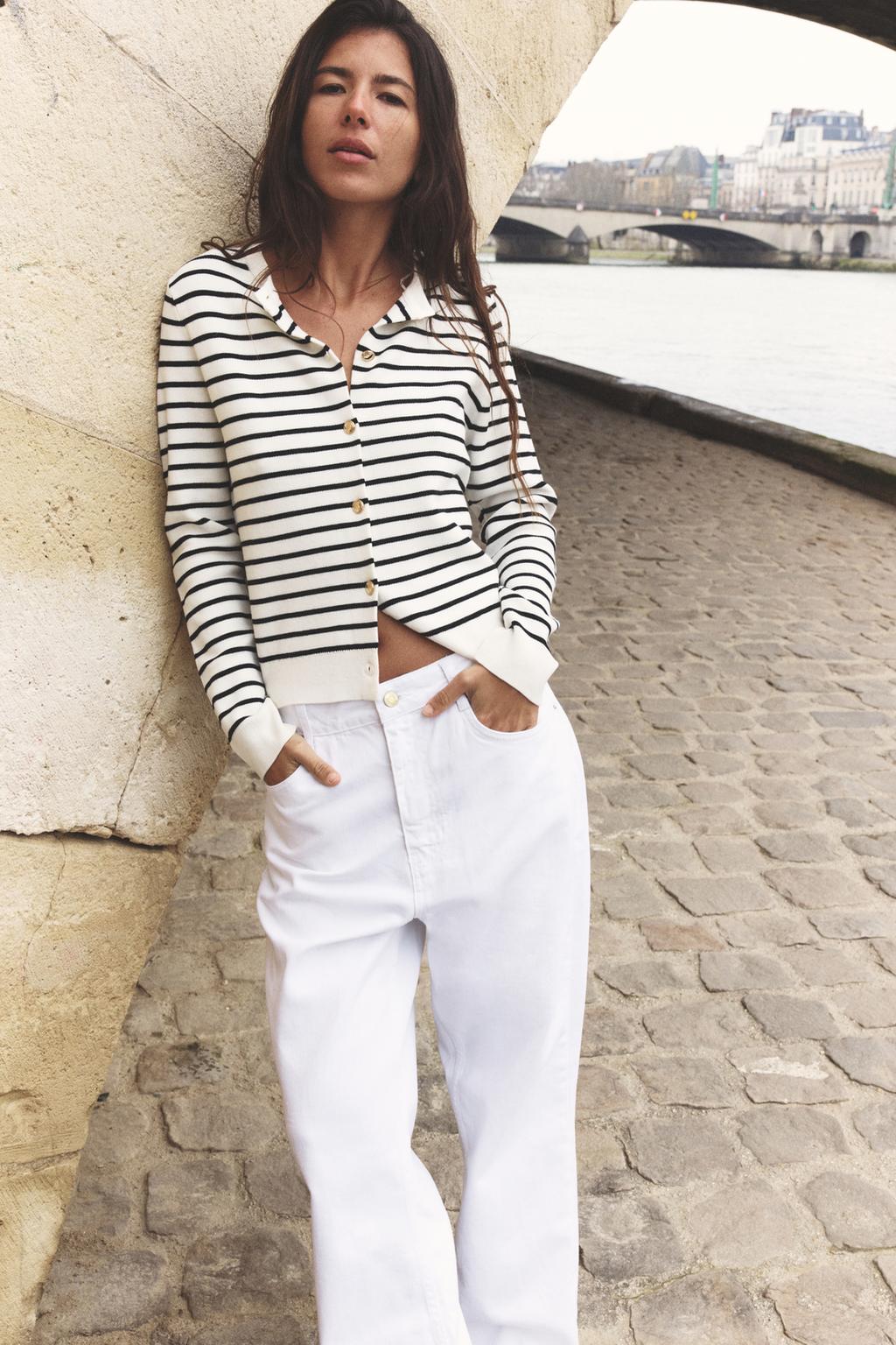 

Вязаный кардиган в полоску ZARA, цвет striped