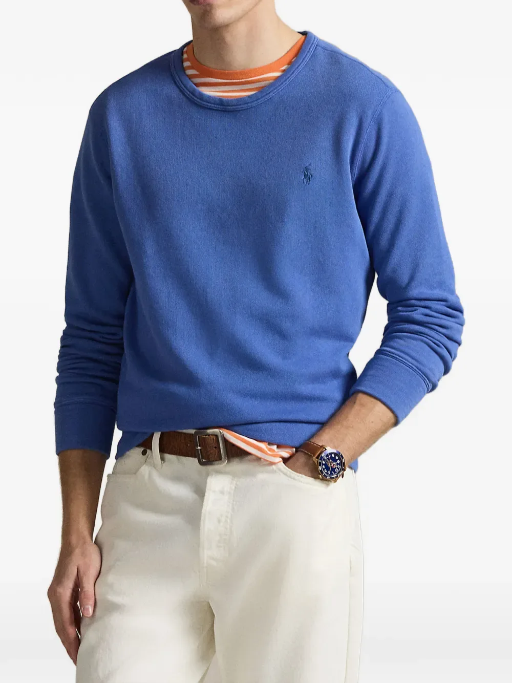 Толстовка из махрового трикотажа с вышитым логотипом Polo Ralph Lauren, синий — фото 2