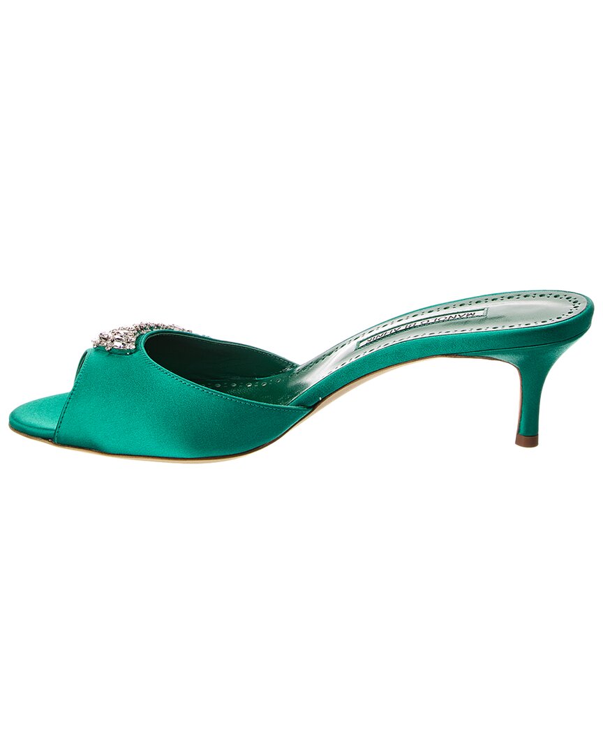Manolo Blahnik Lumada 50 Satin Sandal, зеленый — фото 2