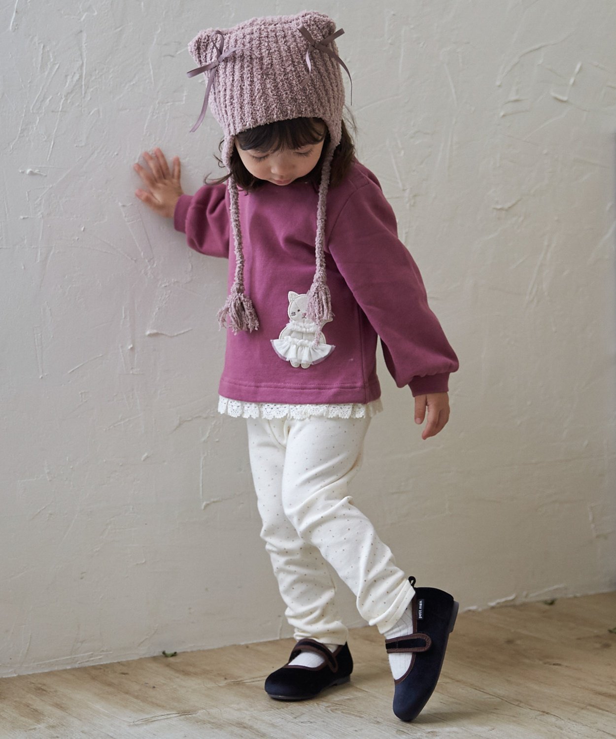Теплые леггинсы Petit main, Ivory
