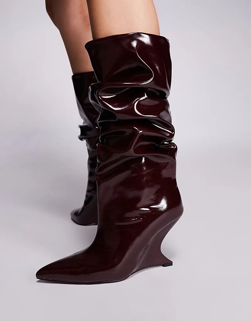 Сапоги Cheryl на танкетке ASOS DESIGN бордового цвета — фото 4