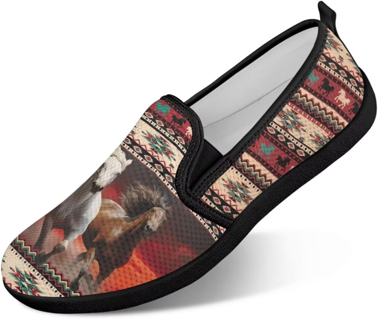 

Мужские прогулочные кроссовки без шнурков, удобные, модные, повседневные кроссовки, дышащая сетка, для фитнеса и тренировок, легкие, размеры США 4-9 Twousenru, Africa Tribe Strips & Racing Horses