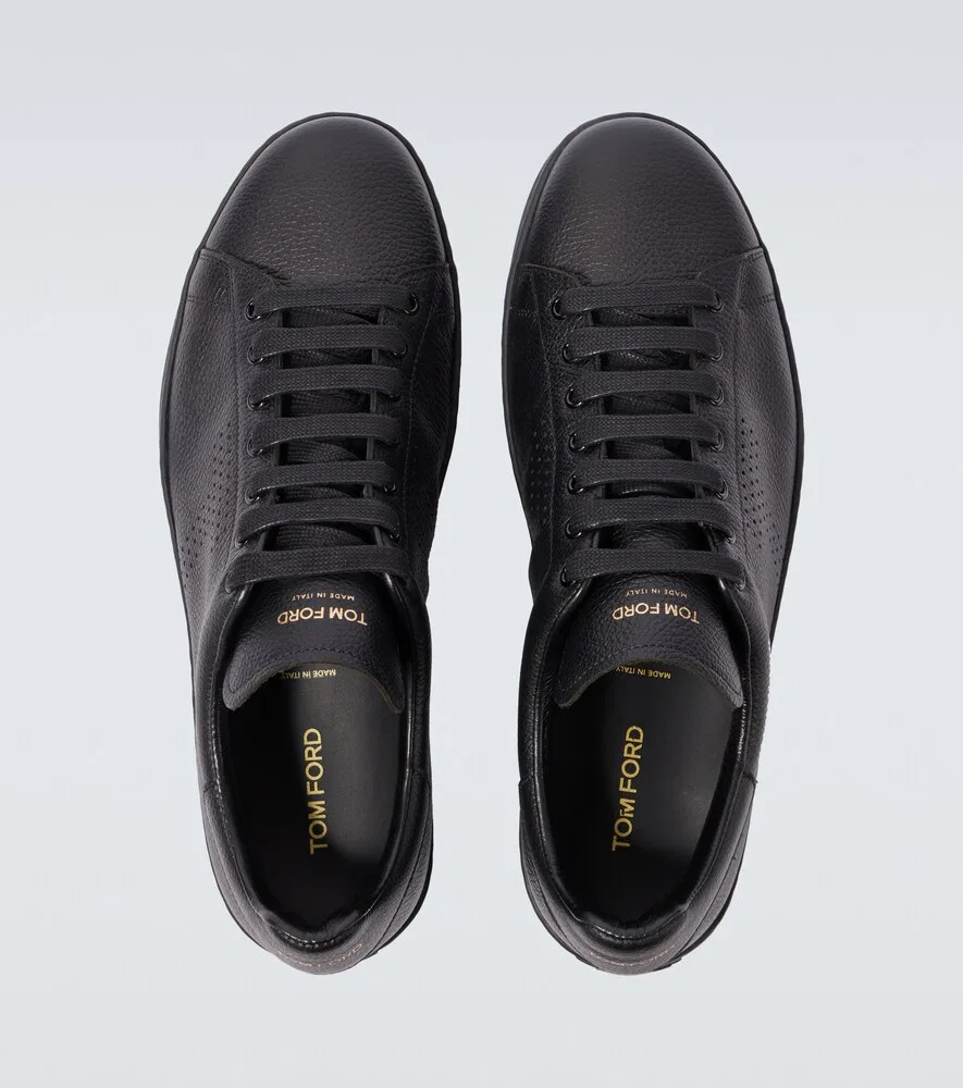 Перфорированные кожаные кроссовки Warwick Tom Ford, черный — фото 4