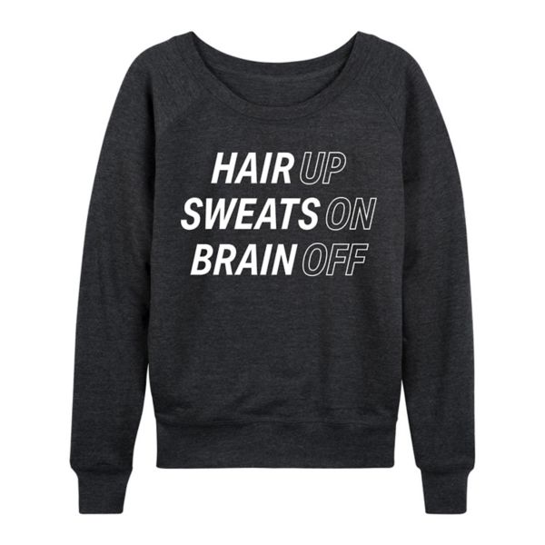 

Женская футболка с длинным рукавом из французского трикотажа с принтом «hair up sweats» от Brain Off Licensed Character, серый