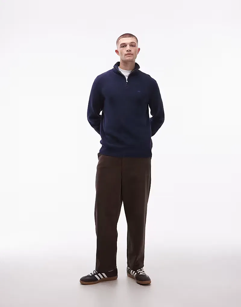 Вязаный джемпер Levis с застежкой-молнией на четверть длины Levi's, темно-синий — фото 2