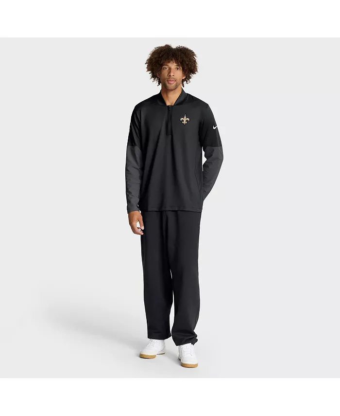 Мужская черная толстовка New Orleans Saints Sideline Feel the Pressure Performance с полумолнией Nike — фото 4