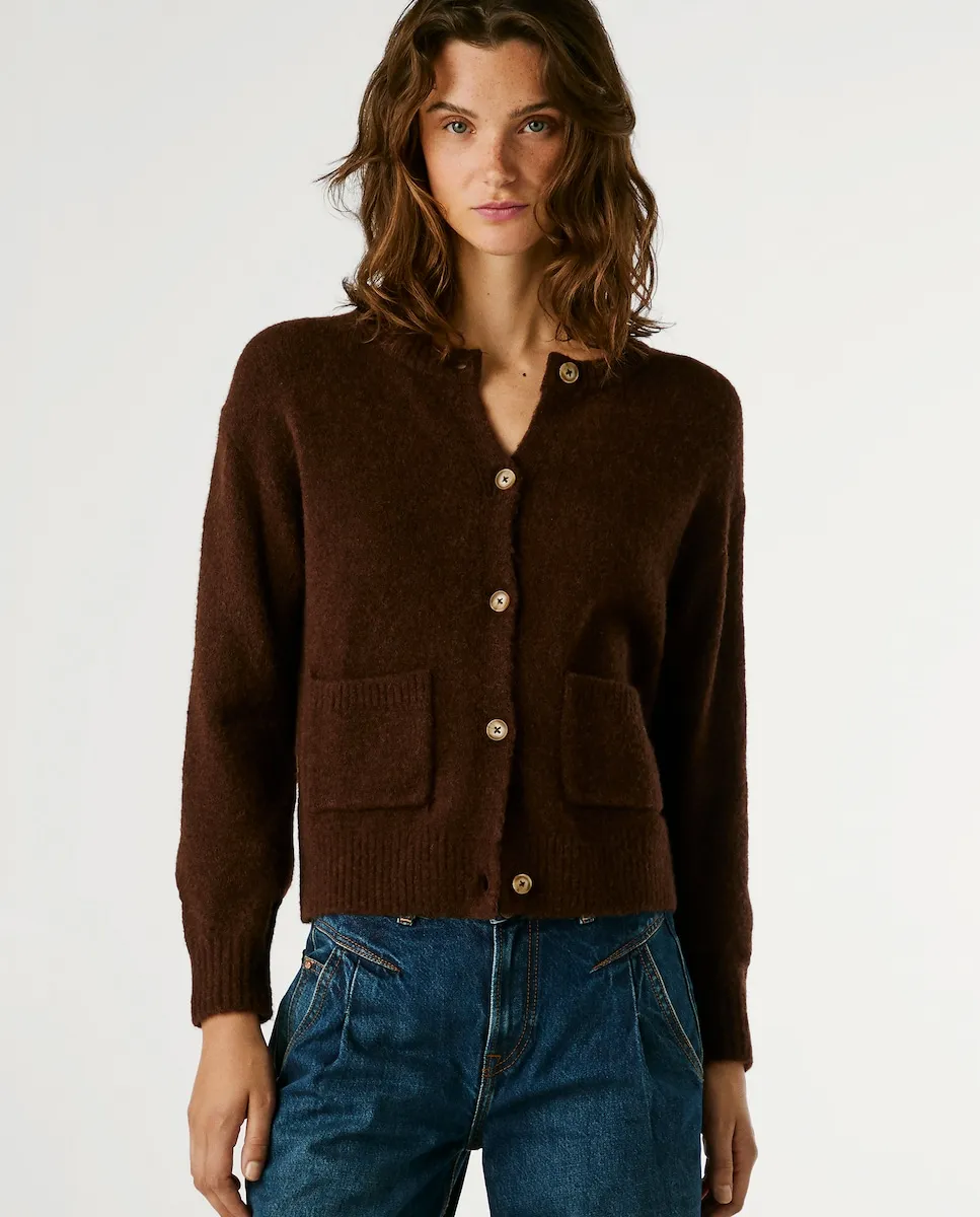 

Женский трикотажный кардиган с боковыми карманами Pepe Jeans, коричневый