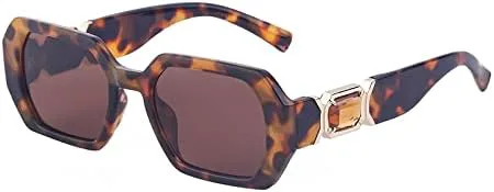 

Солнцезащитные очки восьмиугольной формы с кристаллами для женщин, украшенные стразами, маленькие прямоугольные солнцезащитные очки для женщин MTZJH, C5 Leopard Brown