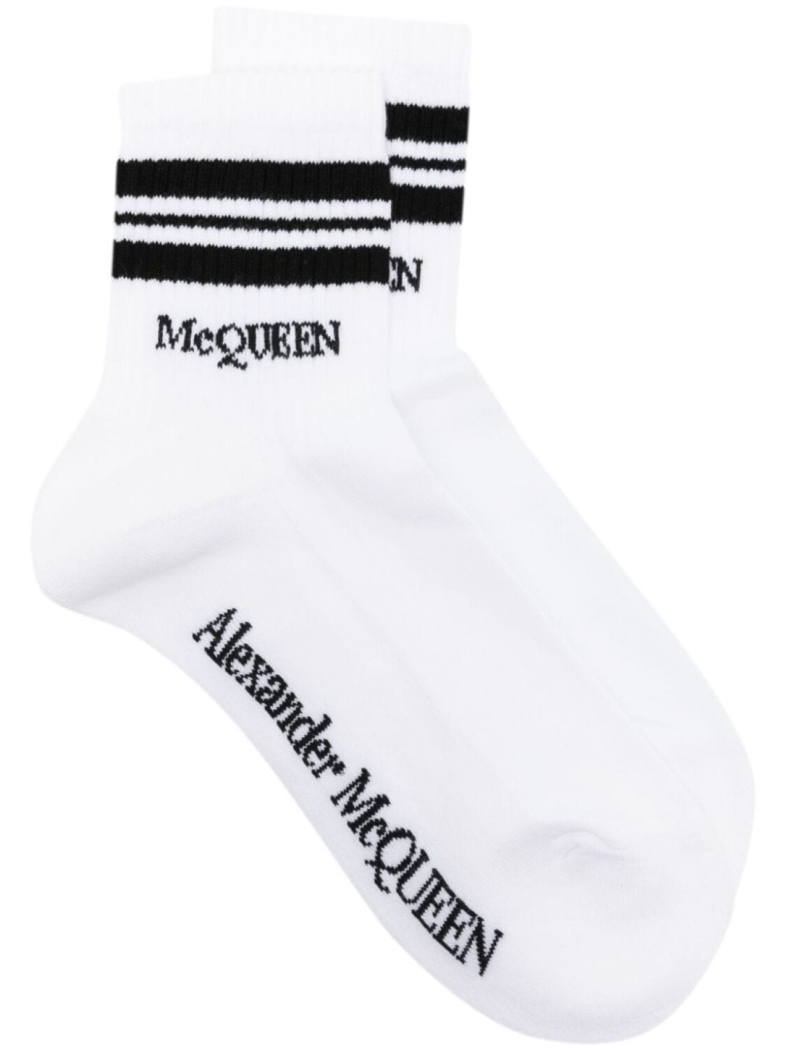 

Alexander McQueen полосатые носки с вышитым логотипом, белый