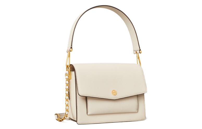 

TORY BURCH Сумка Robinson из коровьей кожи, через плечо, женская, среднего размера, цвета слоновой кости и белого цвета