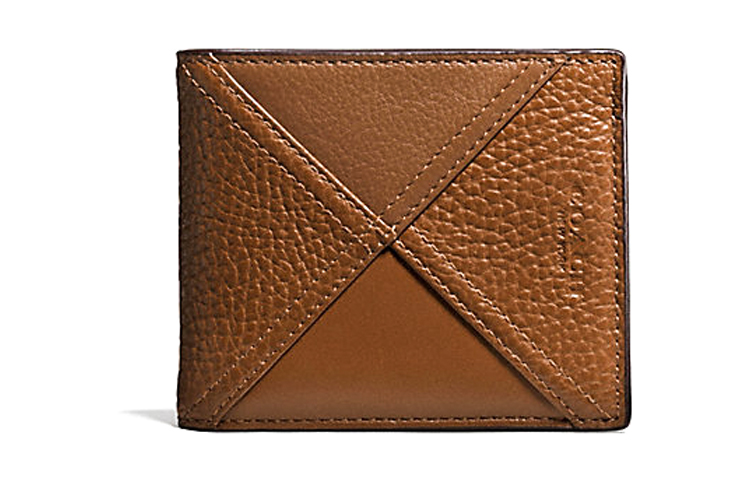 

Кошелек 3 в 1 из натуральной кожи КРС складной мини мужской коричневый COACH