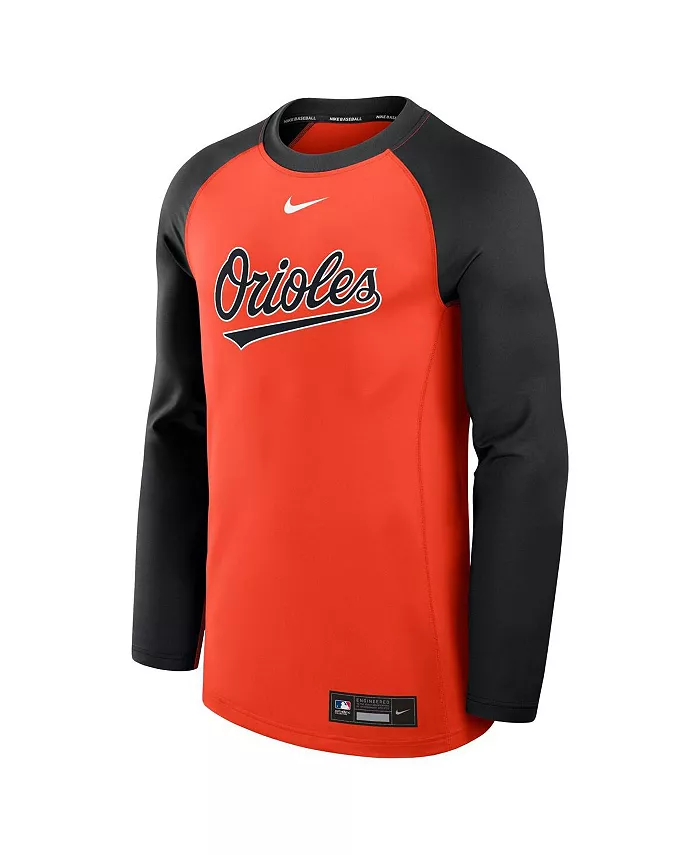 Мужская оранжево-черная футболка с длинным рукавом Baltimore Orioles Authentic Collection Game Time Raglan Performance Nike — фото 3
