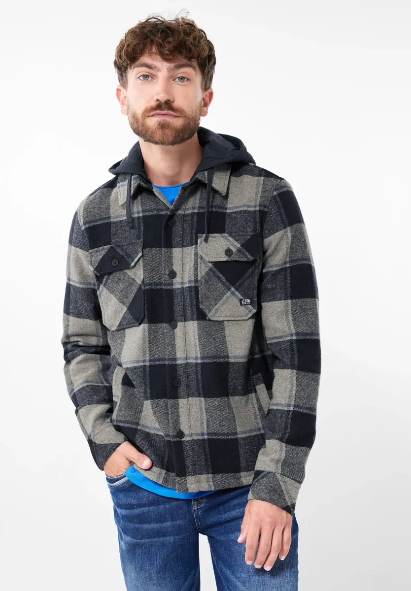 

STREET ONE МУЖСКАЯ короткая куртка с капюшоном, в клетку Street One Men, синий