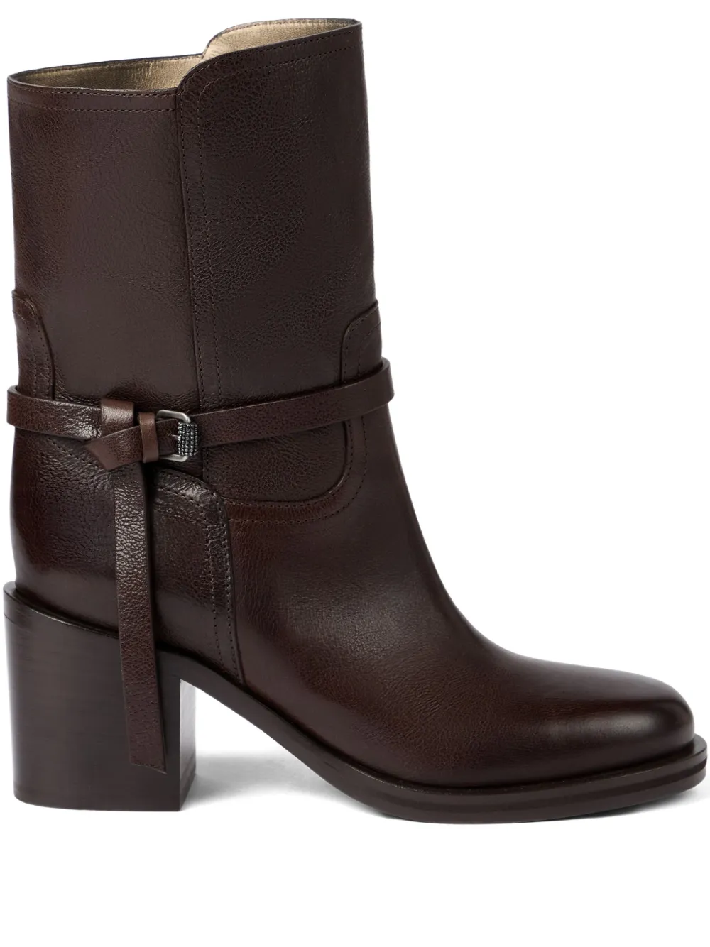 Кожаные ботинки с пряжками Brunello Cucinelli, коричневый