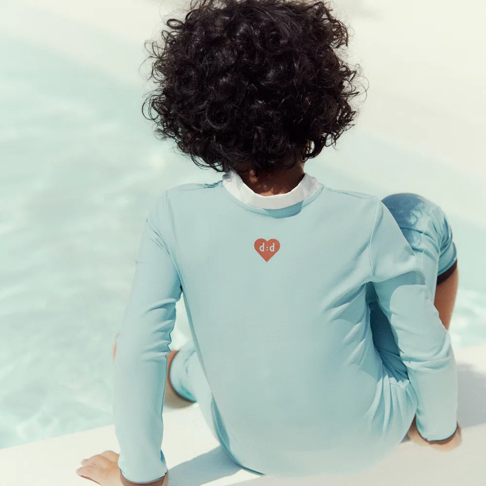 Детский комплект рашгарда Color Block Swim кремово-мятного цвета от Doudounsomn — фото 3