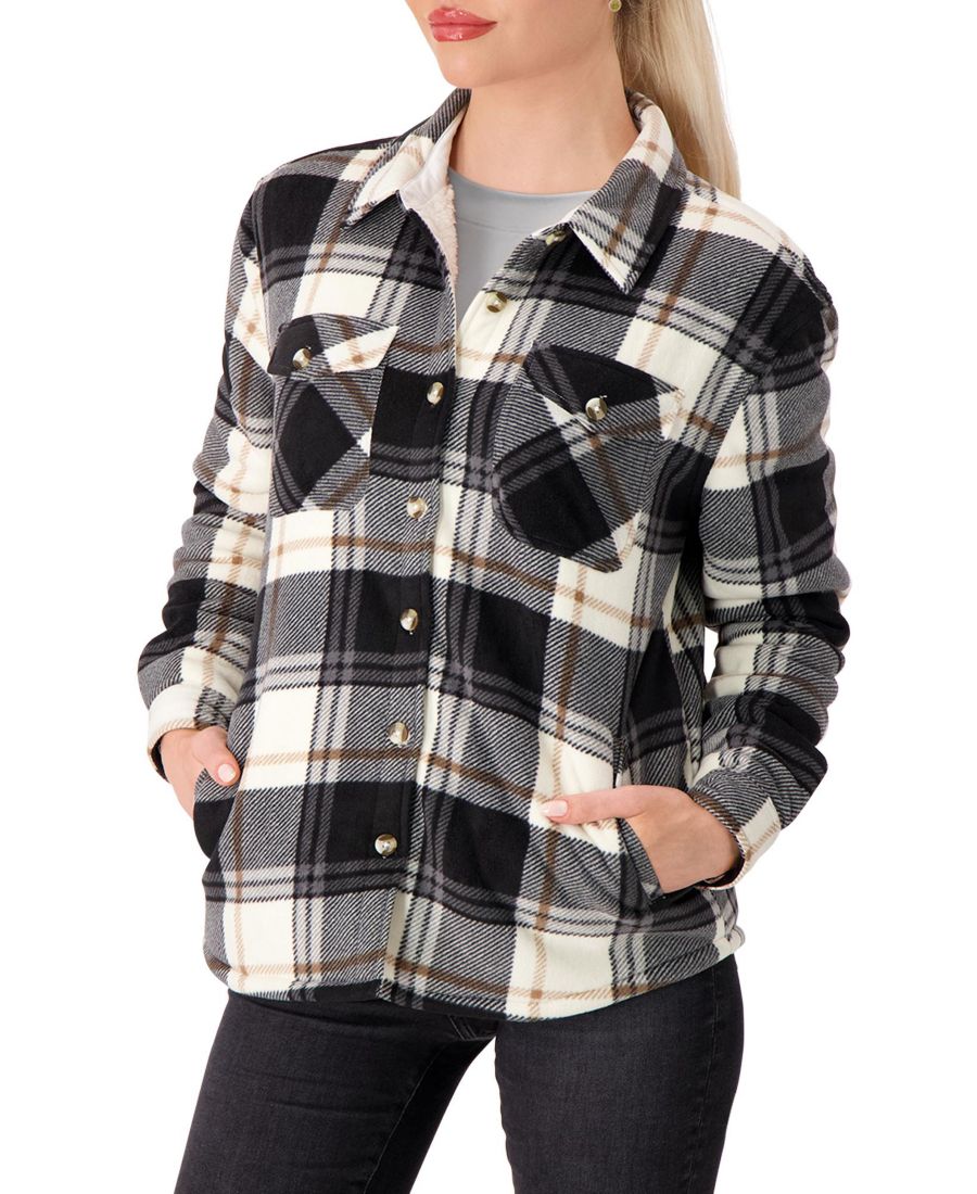 

Женская рубашка-жакет с длинными рукавами в клетку Jacqueline Heat Holders, Black/Cream
