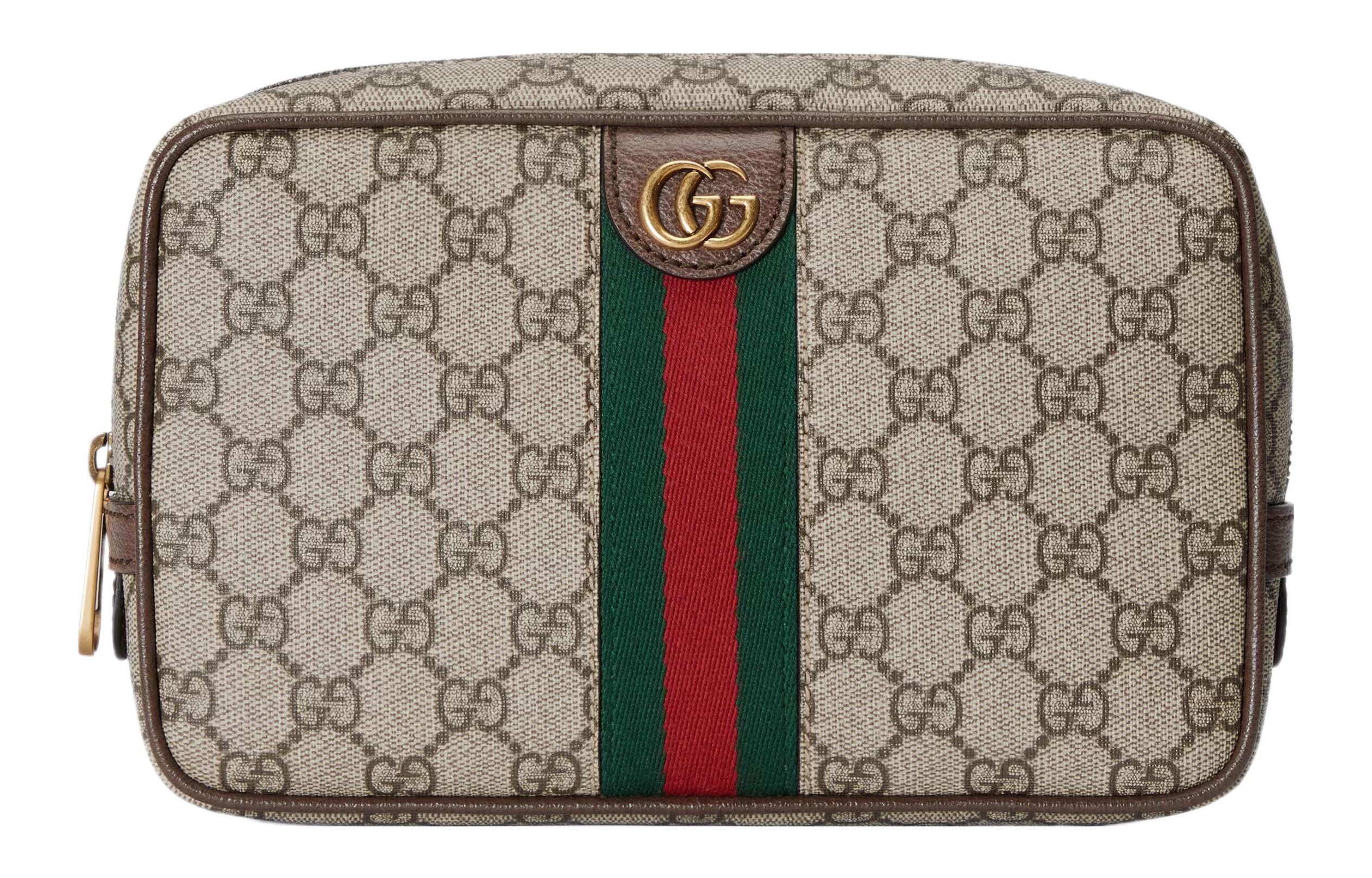 

GUCCI Женская холщовая косметичка бежевого/черного цвета