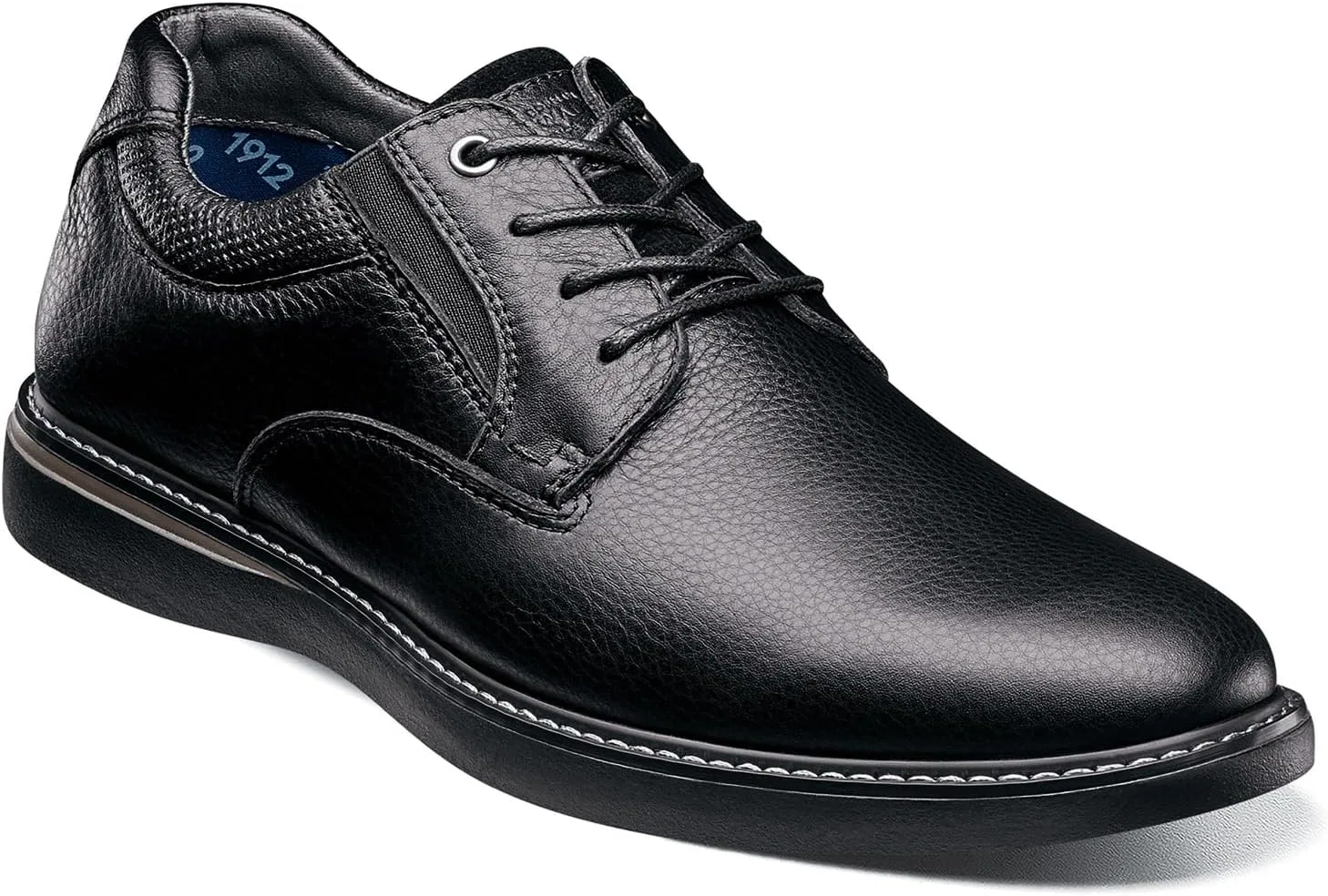 Мужские кожаные оксфорды Nunn Bush Bayridge с гладким носком и шнуровкой, модель Plain Toe, Black — фото 2