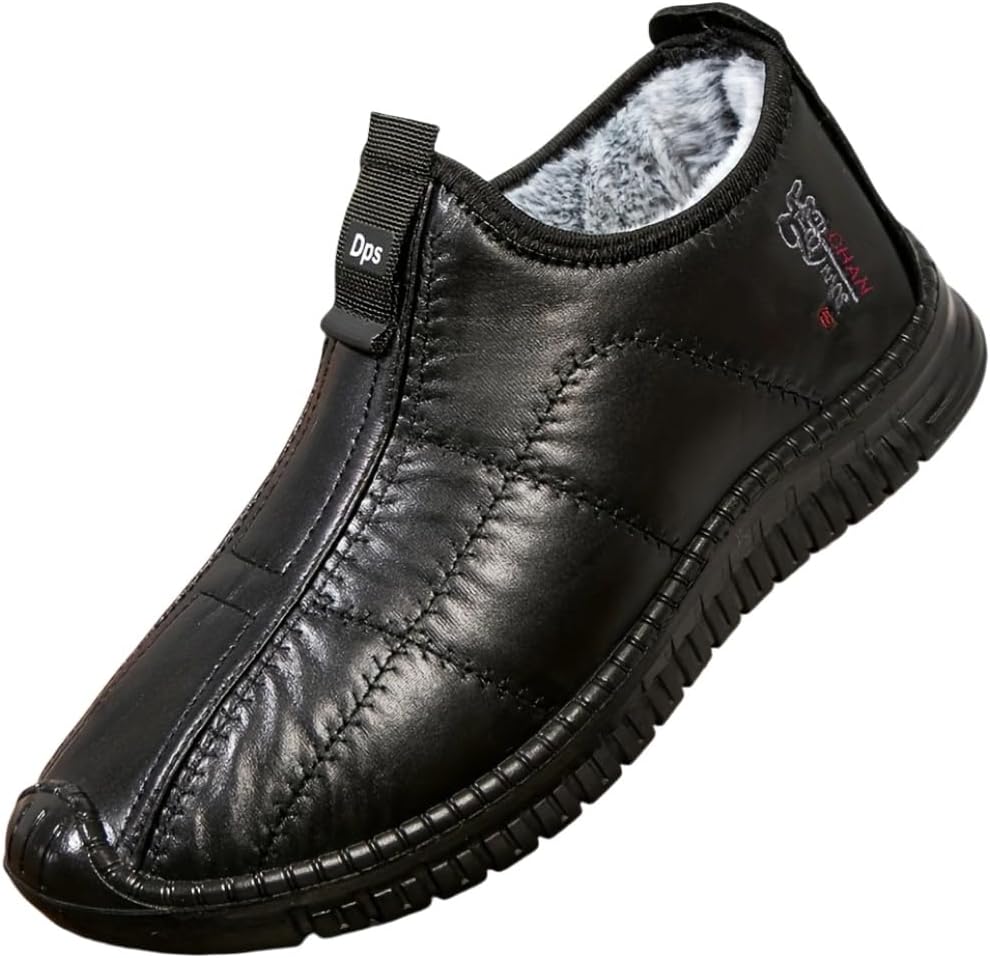 

Мужские зимние утепленные флисом кроссовки большого размера, повседневные, однотонные, средней высоты, с противоскользящей PU подошвой, подходят для повседневного ношения Fmshi, черный