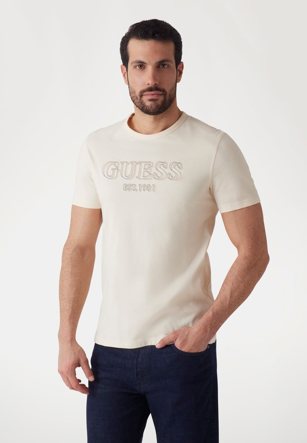 

Рубашка с принтом LOGO Guess, бежевый