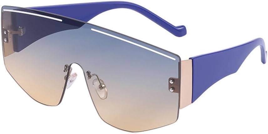 

Винтажные солнцезащитные очки LVTFCO большого размера в квадратной оправе без дужек для мужчин и женщин. Модные солнцезащитные очки в широкой оправе, цельные, Wtyj145 Blue