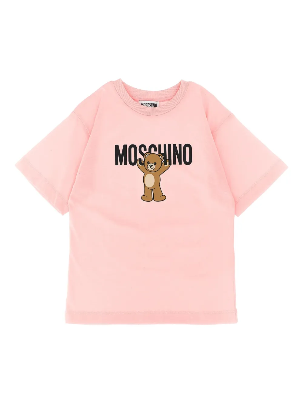 

Футболка из хлопка с принтом плюшевого мишки Moschino Kids, розовый