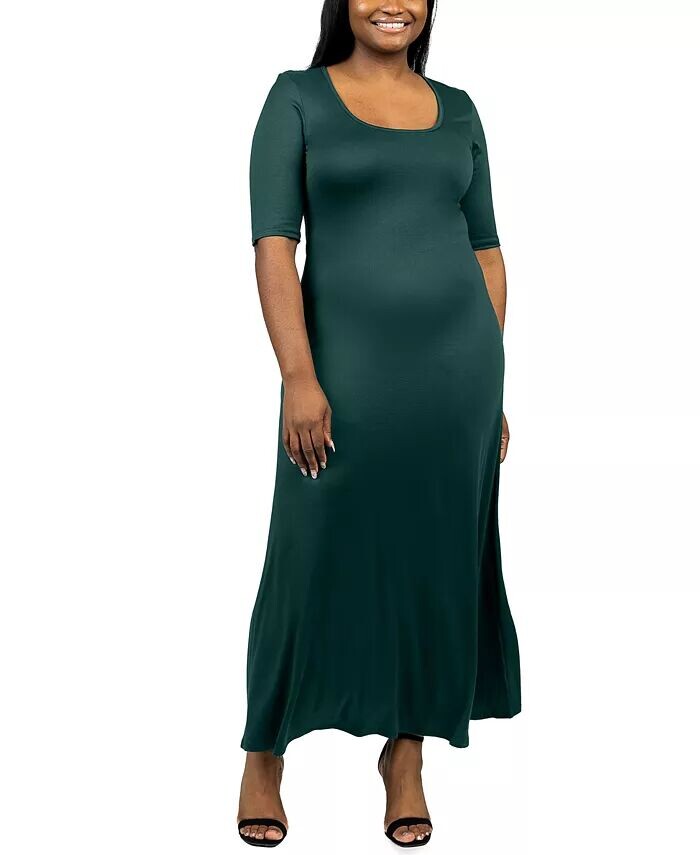 

Платье макси размера плюс с рукавами до локтя 24seven Comfort Apparel, зеленый