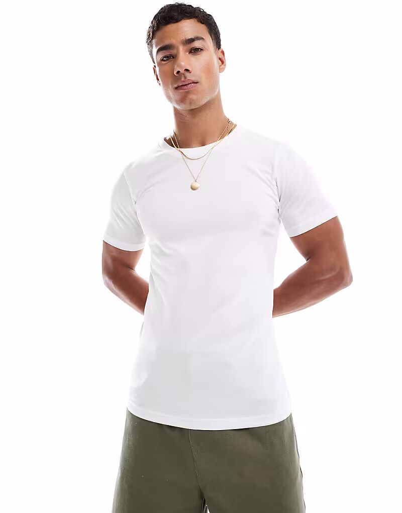 

Футболка Jack & Jones muscle fit белого цвета