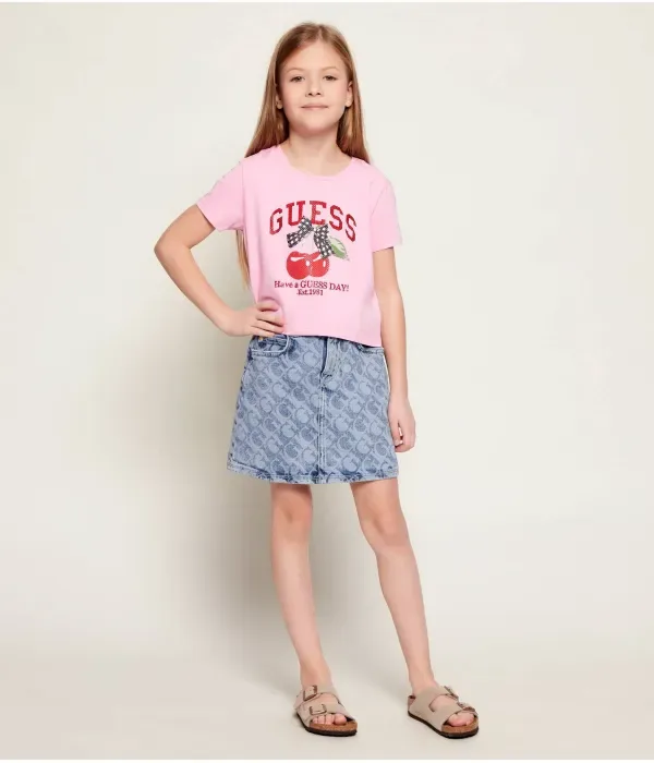 Футболка cropped fit Guess, розовый — фото 2