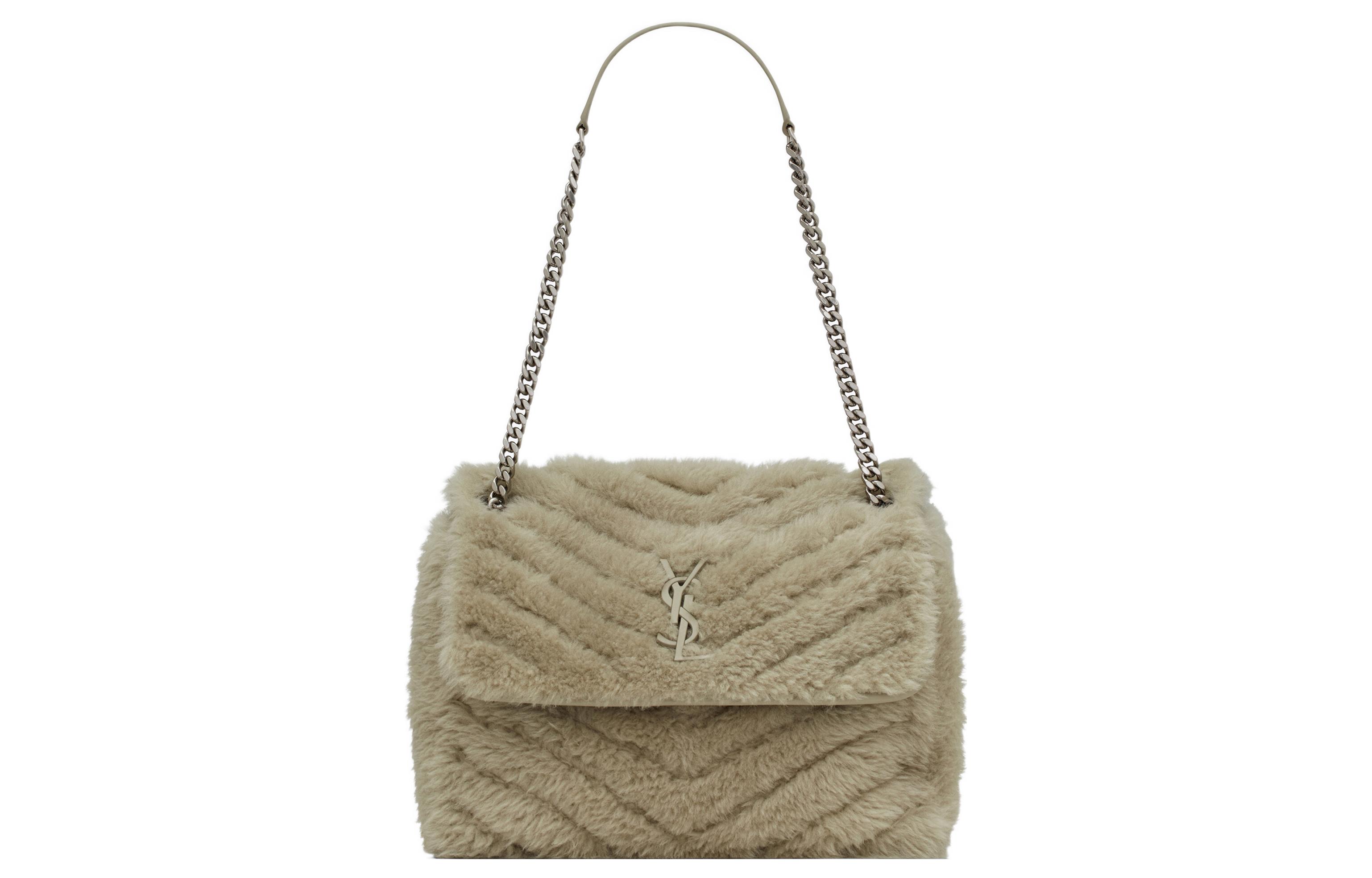 

SAINT LAURENT Сумка через плечо женская из овчины коричневая