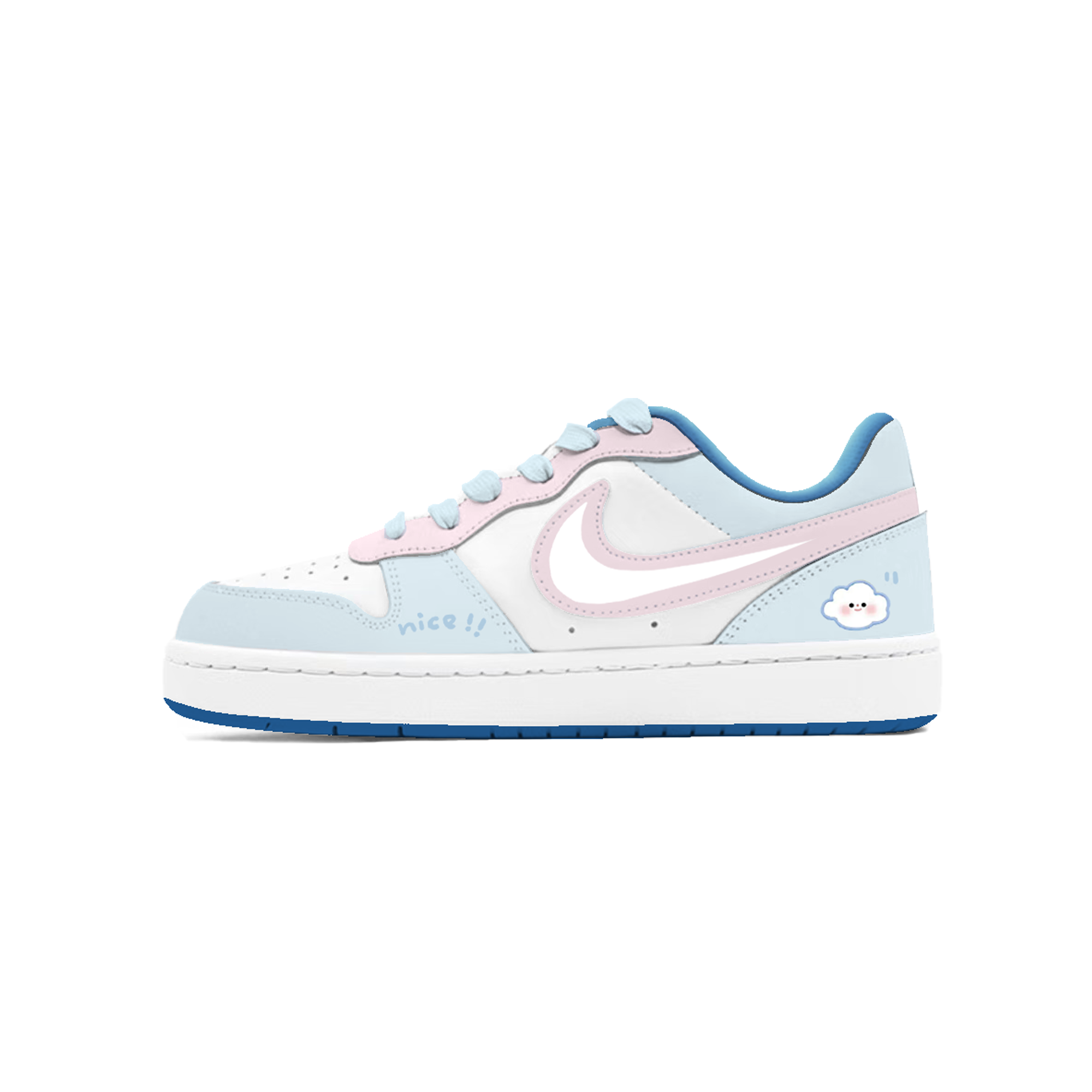

Nike Кроссовки Court Borough Peach Nebula с нескользящей подошвой, износостойкие, детские, для скейтбординга, синие, розовые, для подростков
