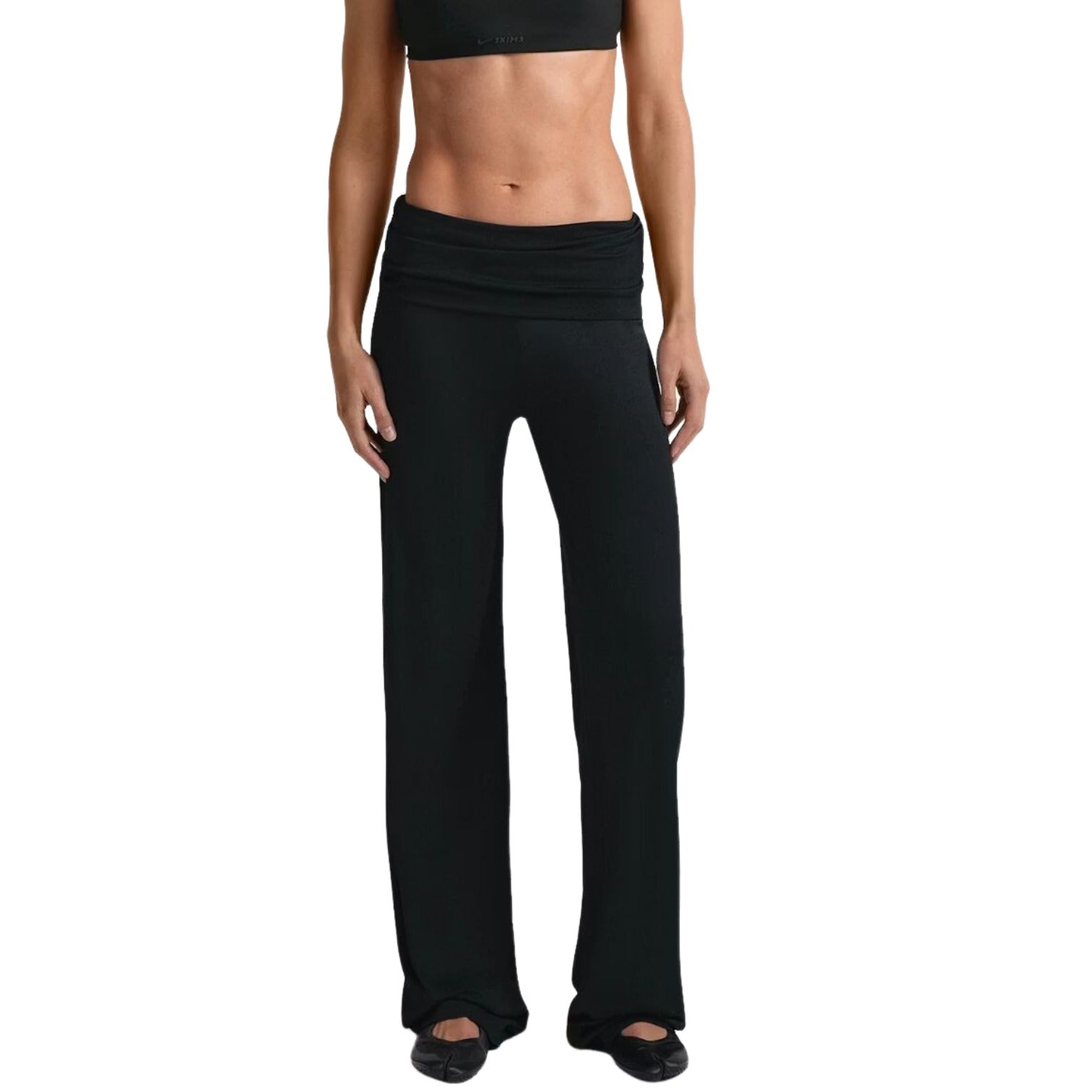 (WMNS) Nike x SKIMS Stretch Knit Foldover Wide Leg Pant 'Obsidian' — фото 2