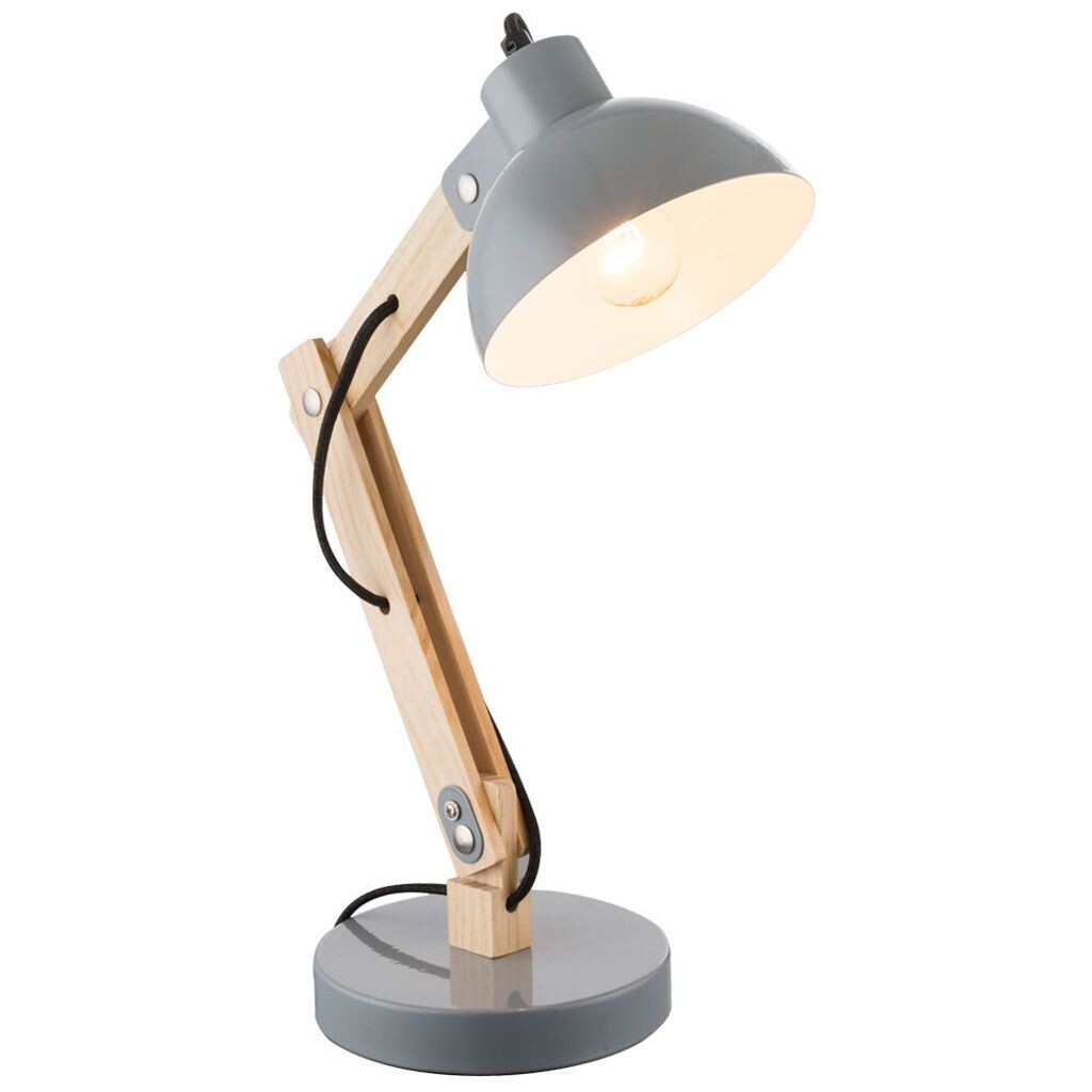 

Настольная лампа, дерево, свет, металл, серый, кабель 1,5м Globo Lighting
