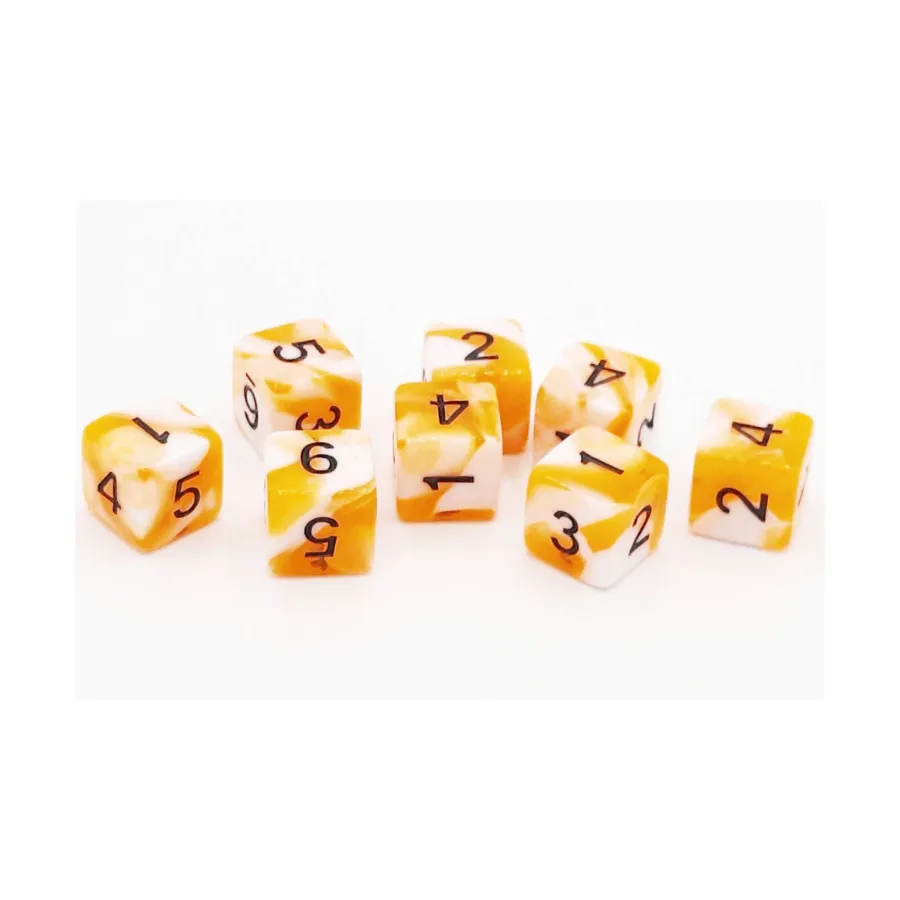 

Набор d6 — оранжево-белый с черным (8), Acrylic-Resin Dice - Vorpal (d6s)
