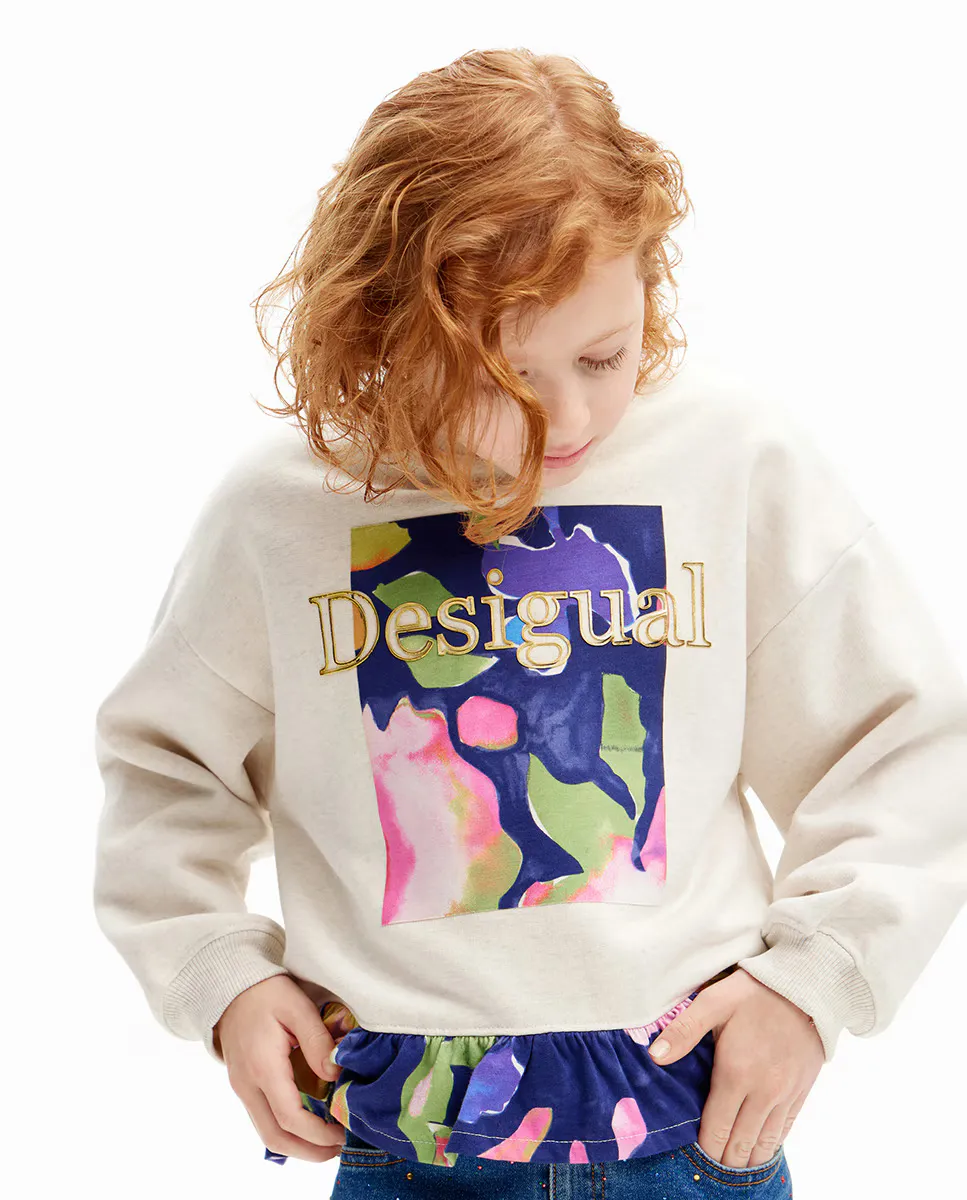 

Свитшот оверсайз для девочки с цветами Desigual, цвет Crudo