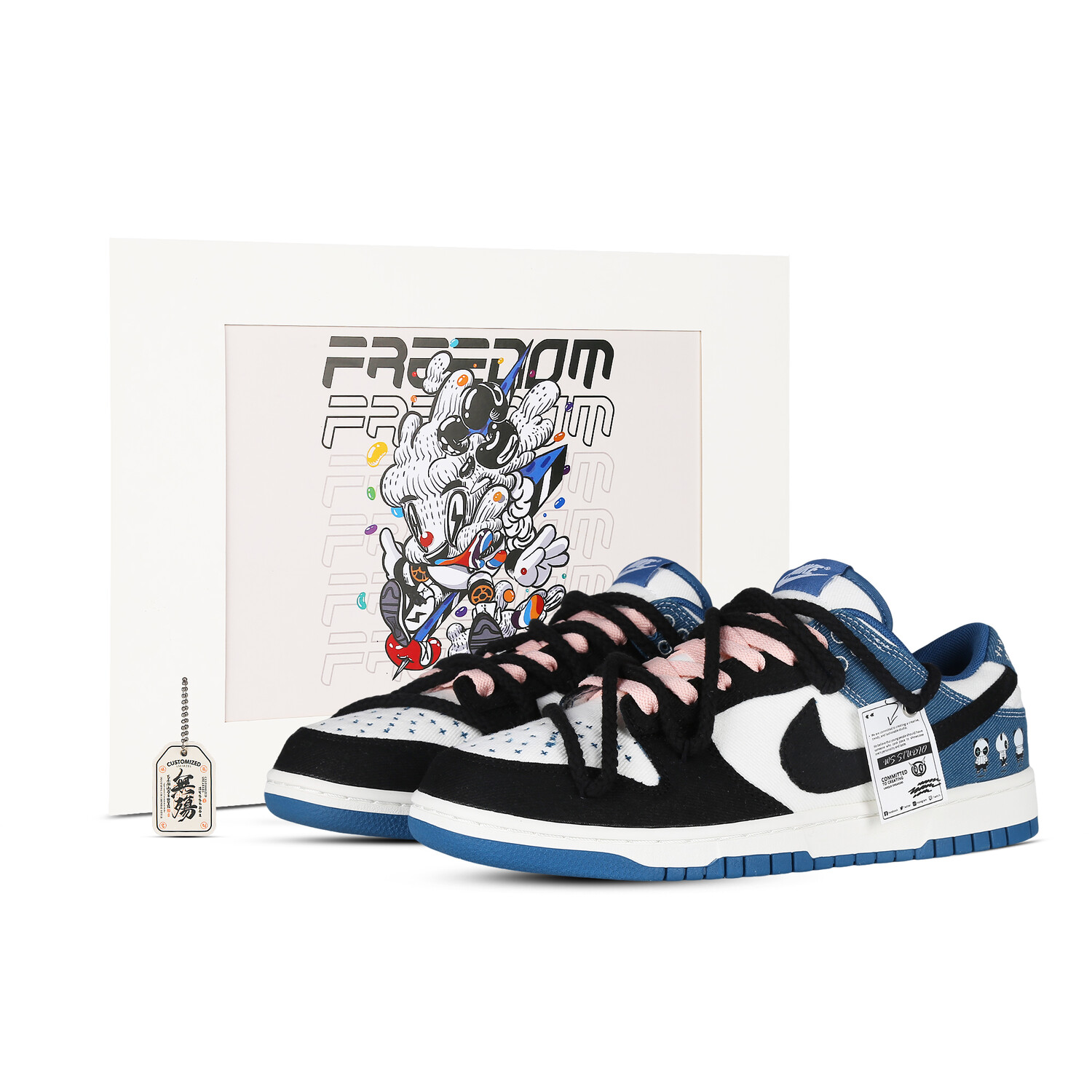 

Кроссовки Nike Dunk Skateboard Shoes Men Low-Top Black White Blue