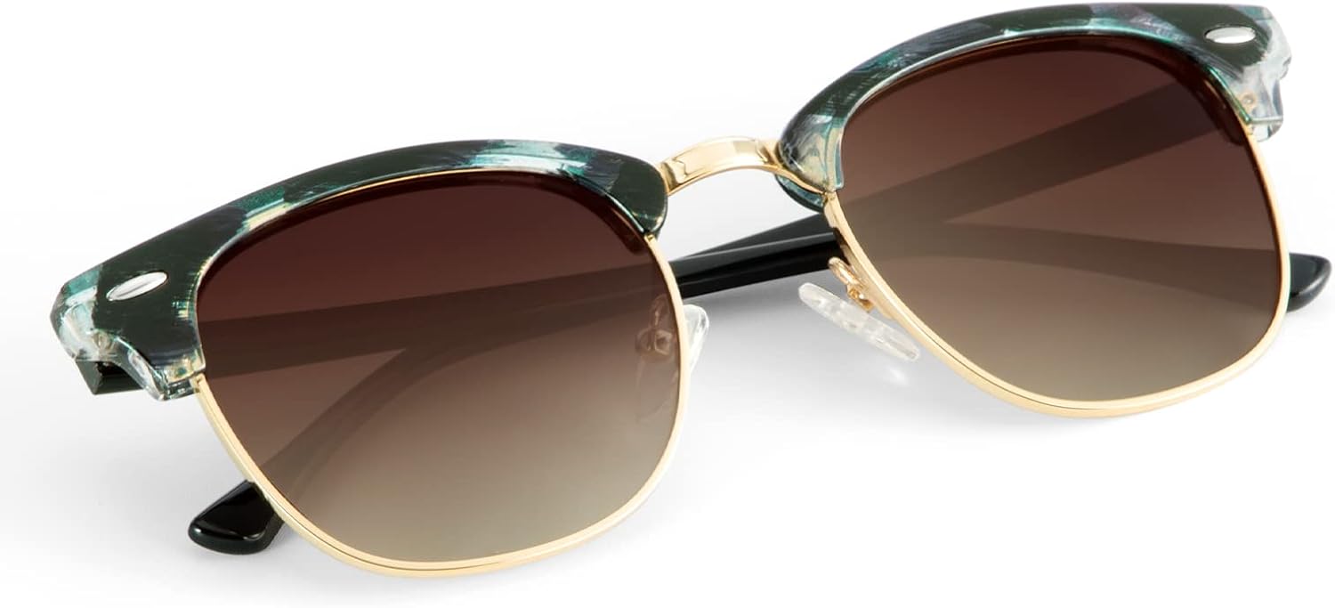 

Поляризованные солнцезащитные очки KALIYADI для мужчин и женщин, полуободковая оправа, солнцезащитные очки для вождения, блокирующие УФ-излучение, C21-glossy Blue Green Tortoise | Gradient Brown | Golden Rim