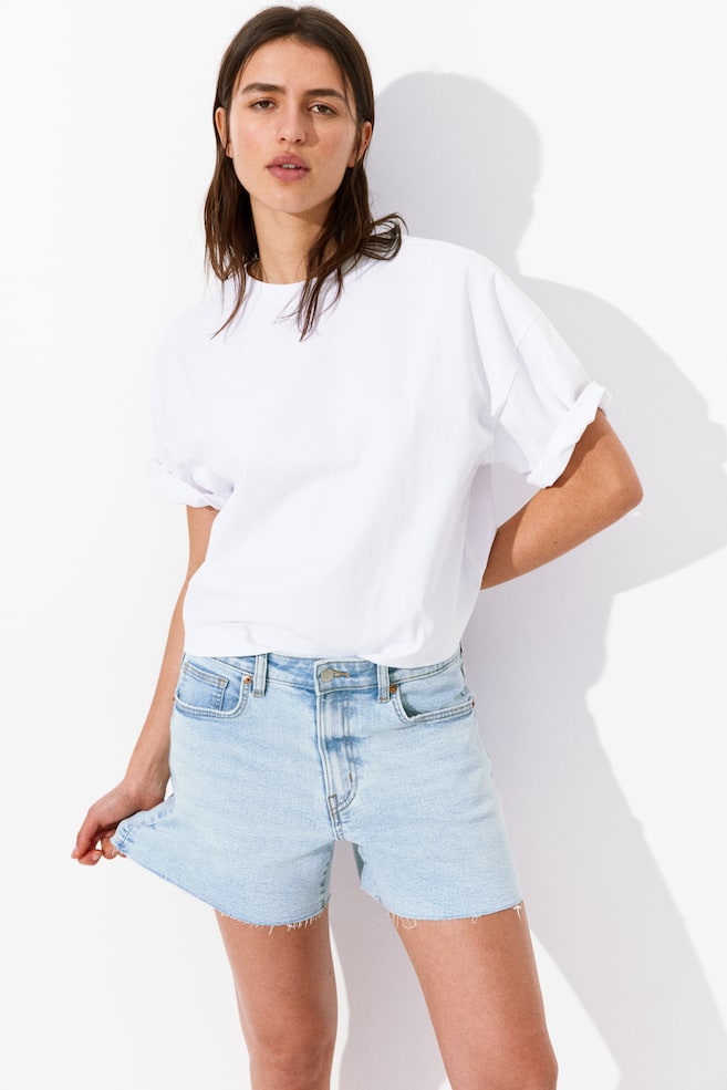 

Узкие джинсовые шорты с высокой посадкой H&M, синий