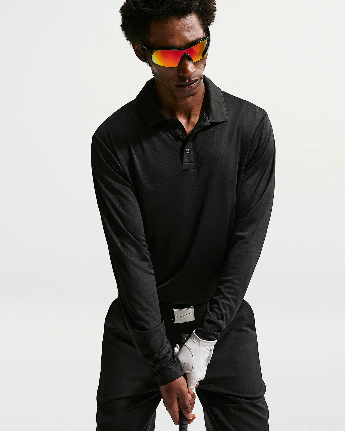 Мужское длинное поло Nike Par Dri-FIT с логотипом, Black/Black