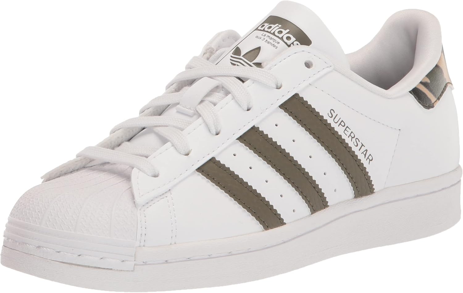 

Кроссовки adidas Superstar для детей и взрослых, белый/оливковый