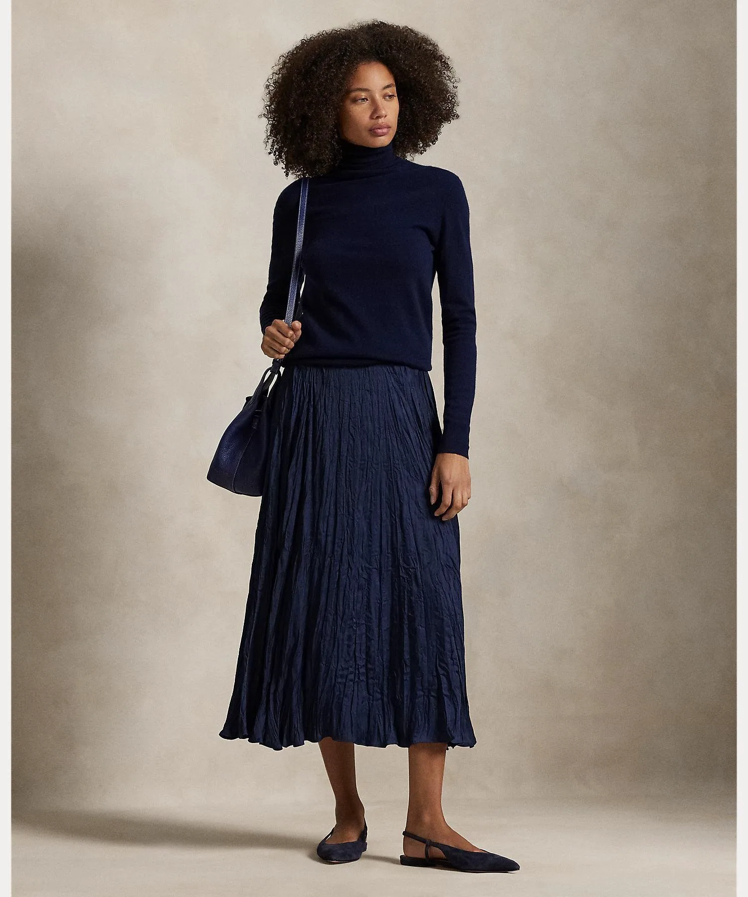 Юбка А-силуэта из жатого атласа Polo Ralph Lauren, 410 Navy