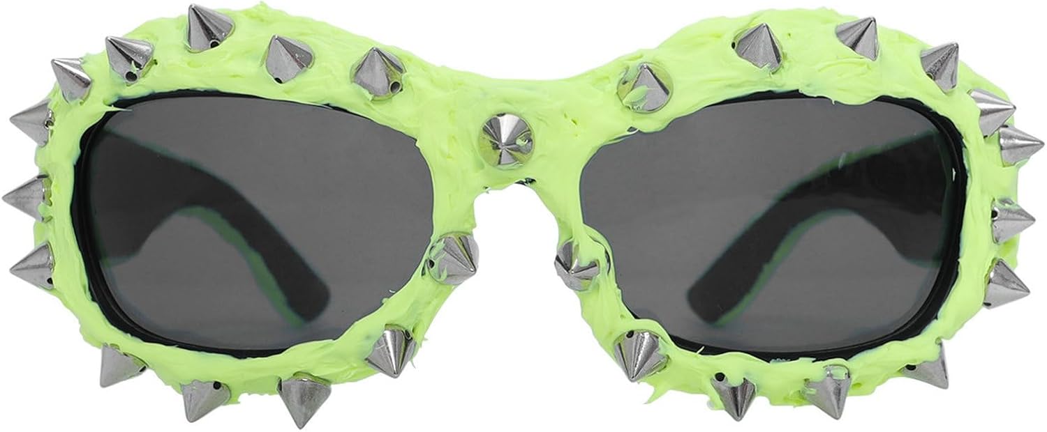 

Модные черные солнцезащитные очки в стиле панк для активного отдыха, с декоративными заклепками и эффектом капель клея. Солнцезащитные очки для мужчин и женщин. Стильные персонализированные очки mincl, Light Green