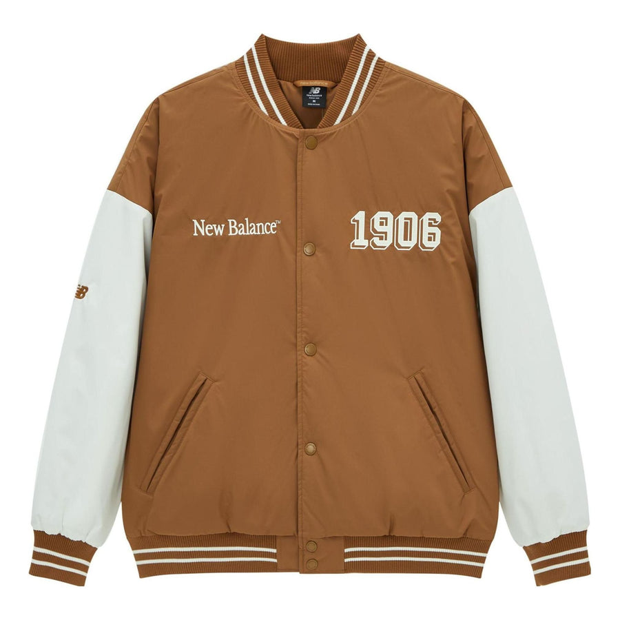 

Куртка New Balance Baseball Varsity Jacket 'Tan White', желто-коричневый